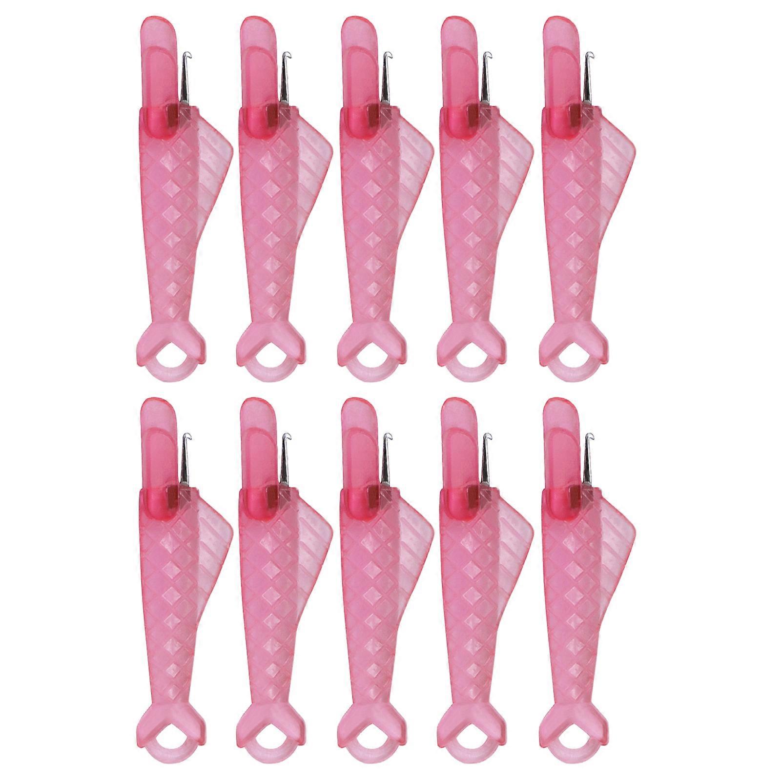 10 Pcs/Set Fish Type Needle Threader Automatic Sewing Needle Threader Fish Mouth Needle Threader for Daily  Pink