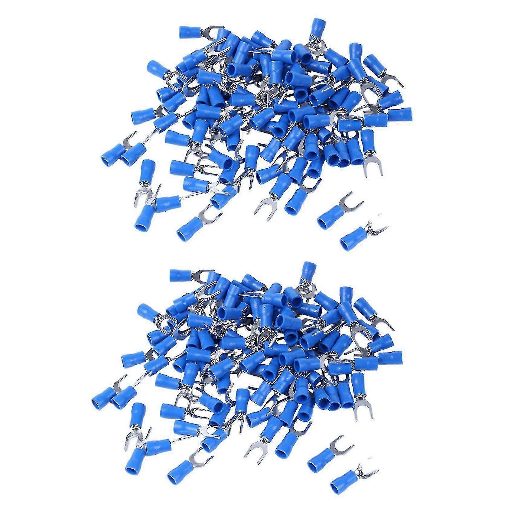 100 Pcs Fork Spade Connector Electrical Crimp Terminal 14-16awg 5mm