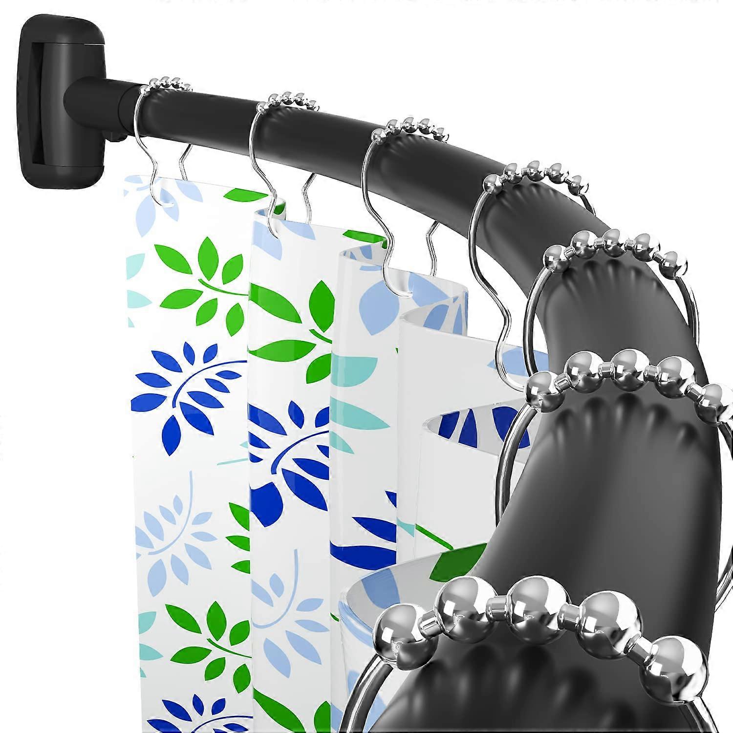 Adjustable Arched Rustproof Round Shower Curtain Rod 45-72 Inches Curved Design for Bathroom Installation Required