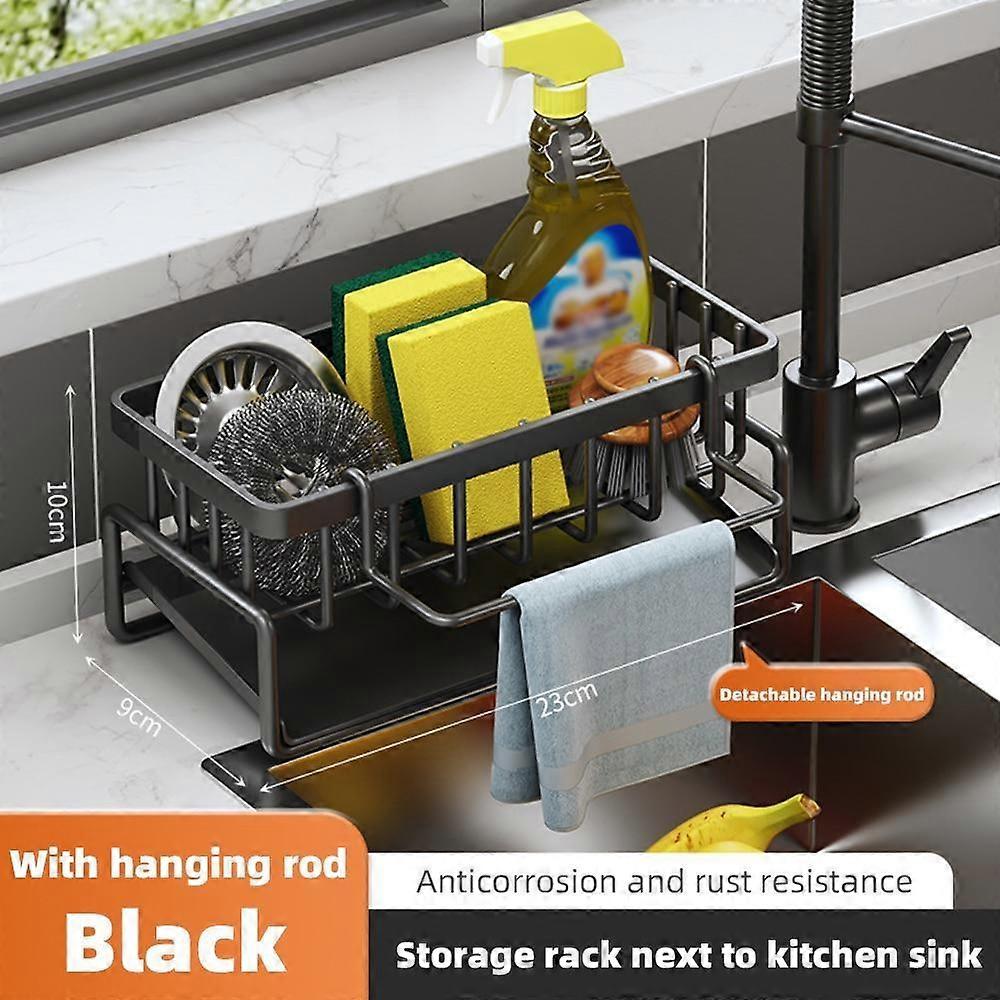 1PC Self-draining Sink Shelf Stainless Steel Kitchen Sink Drain Rack Soap Sponge Holder Kitchen Sink Organizer