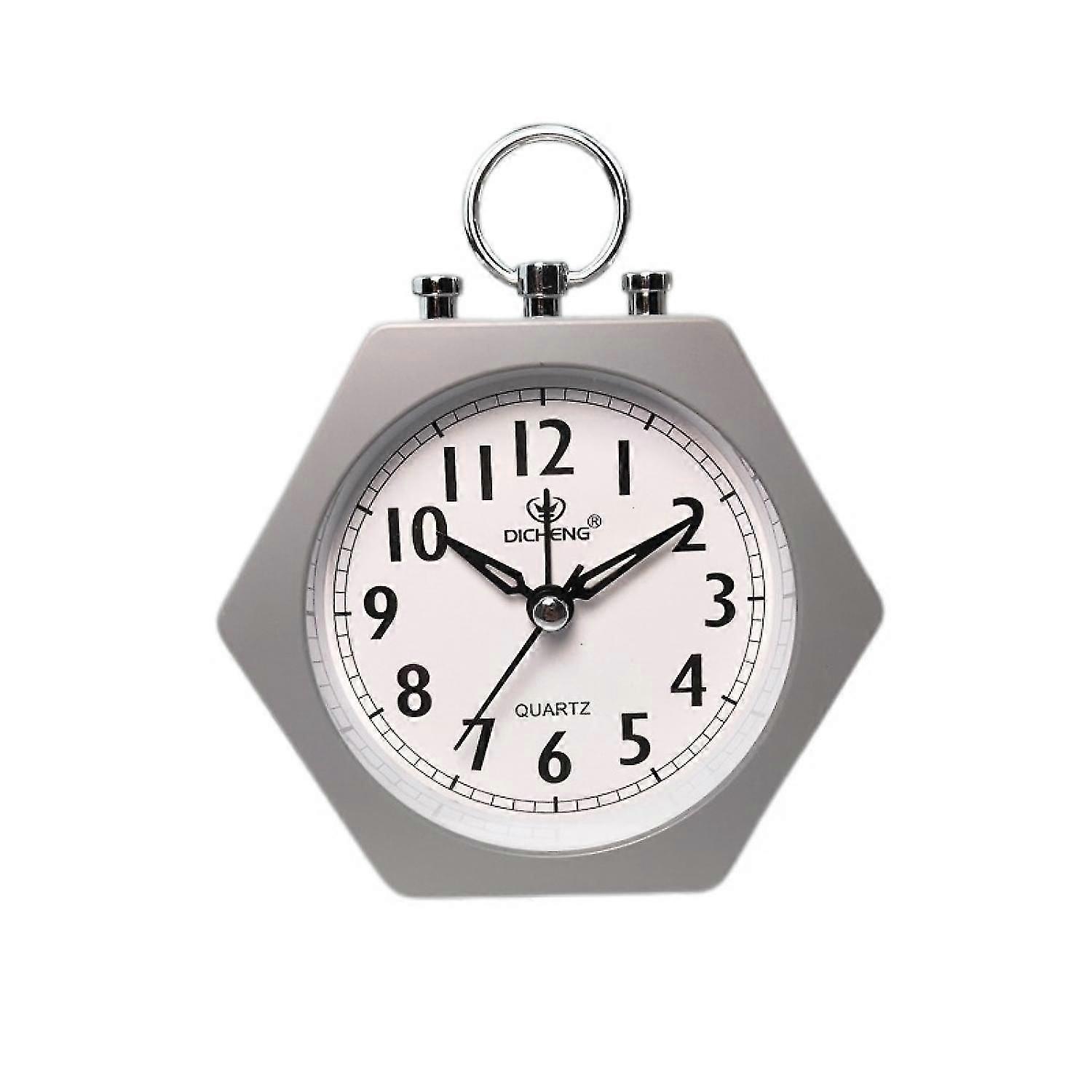 Alarm Hexagon Desk Table Clock Wake You Up Silent Working Perfect For Bedroom Office --- Gray