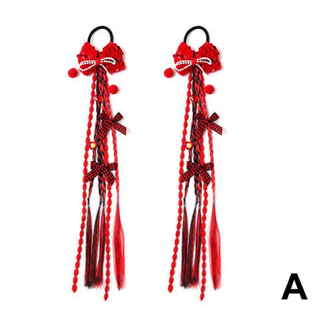 Children's New Year Red Sweet Cool Wig Braid Headdress