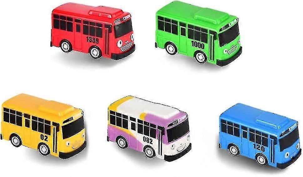 Fite 5pcsリトルバスタヨ玩具、リトルバスタヨ車の玩具セット、友達のミニszkyd-YUHAOのミニカーを引き戻す