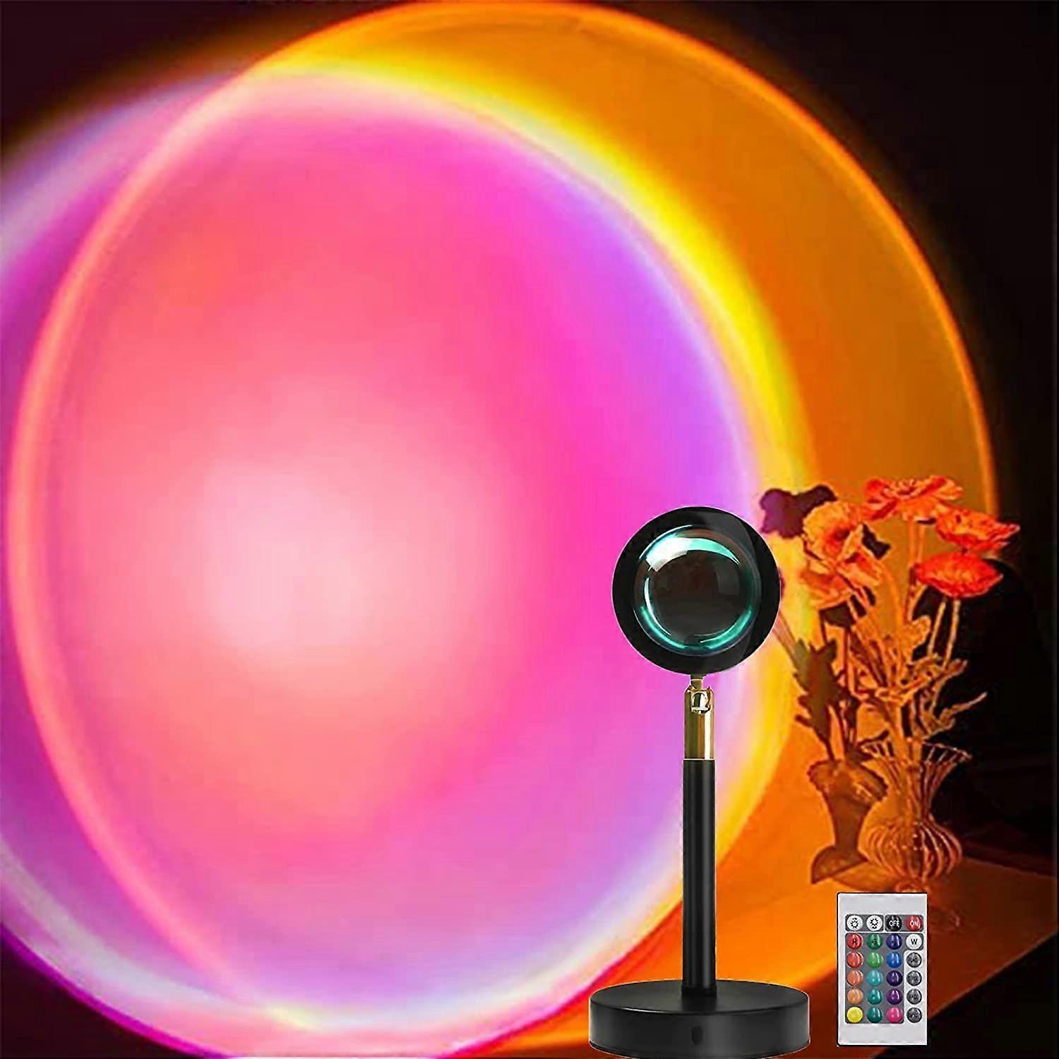Sunset Projection Lamp,16 Colors Projector Lights Rotation Rainbow Projection Lamp 180 Degree USB Charging Lighting, Romantic Family Atmosphere Light