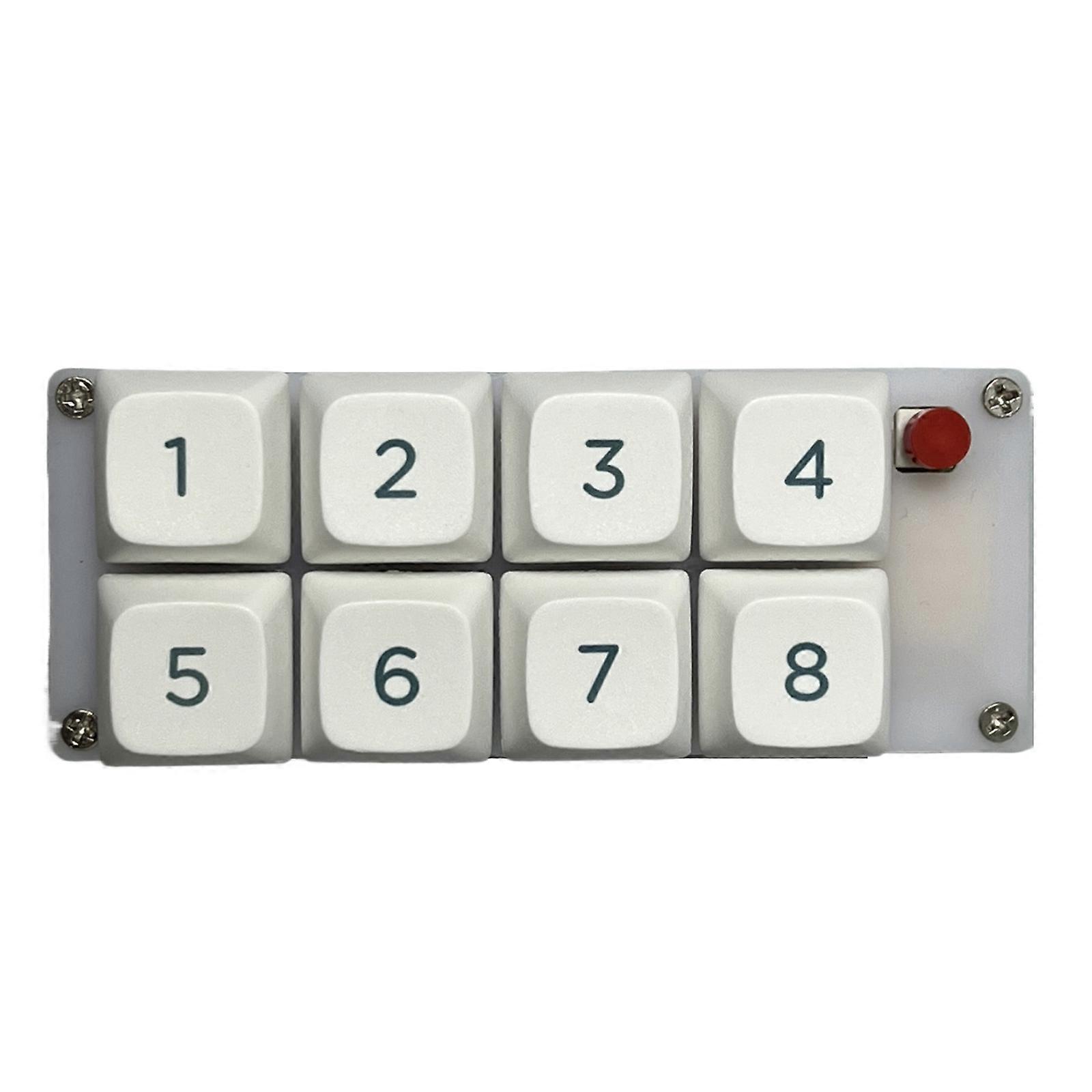 One Hand Gaming Keypad Ergonomic Customizable Setting 8Keys Numeric Keypad with Backlight  White