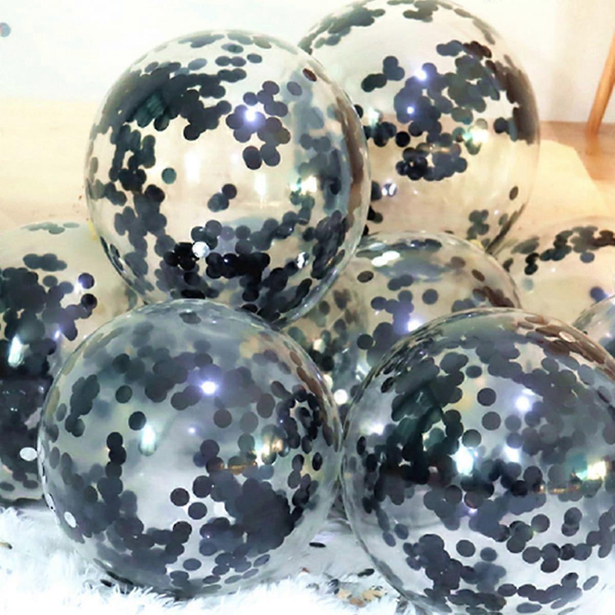 12 Pieces 12 Inch Clear Confetti Sequin Balloons Colorful Foil Sequin Balloons Festive Party Wedding Room Decorations