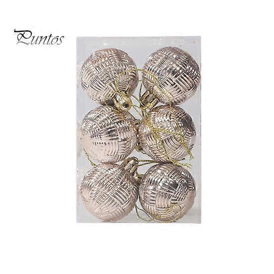 6Pcs 4CM Christmas Ball Colorful Glossy Braided Shatterproof Plastic Reusable Holiday Decoration Xmas Tree Hanging Ball Ornament Pendant