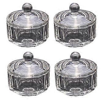 Professionelle Manikürewerkzeuge, Nagelschalen aus Glas mit speziellem Designdeckel für eine einfache Reinigung, kristallklares Glas, ideal zum Mischen von Acryl-Flüssigpulver,
