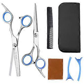 Ferramentas profissionais do cabeleireiro, tesouras do cabelo do corte da precisão 6 polegadas de lâminas de aço inoxidável, punho ergonômico deslocado do projeto do aperto para liso