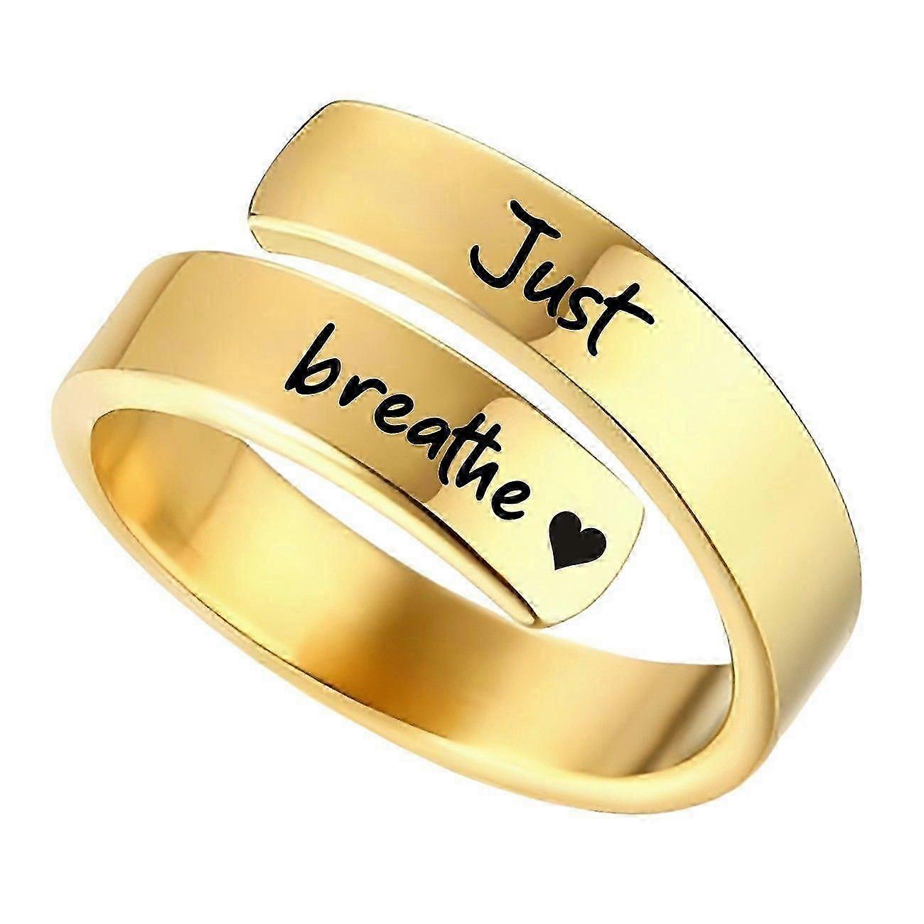 2025 Just Breathe Ring til kvinder, Justerbar Hjertering, Rustfrit Stål Spiral Wrap Healing Ringe, Inspirerende Hjerte Følt Gave(EPA08)