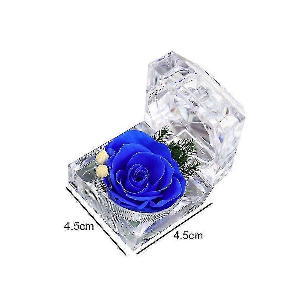 Real Preserved Rose Forever In Mini Clear Ring Box, Gifts For Anniversary,valentines,xmas, Birthday