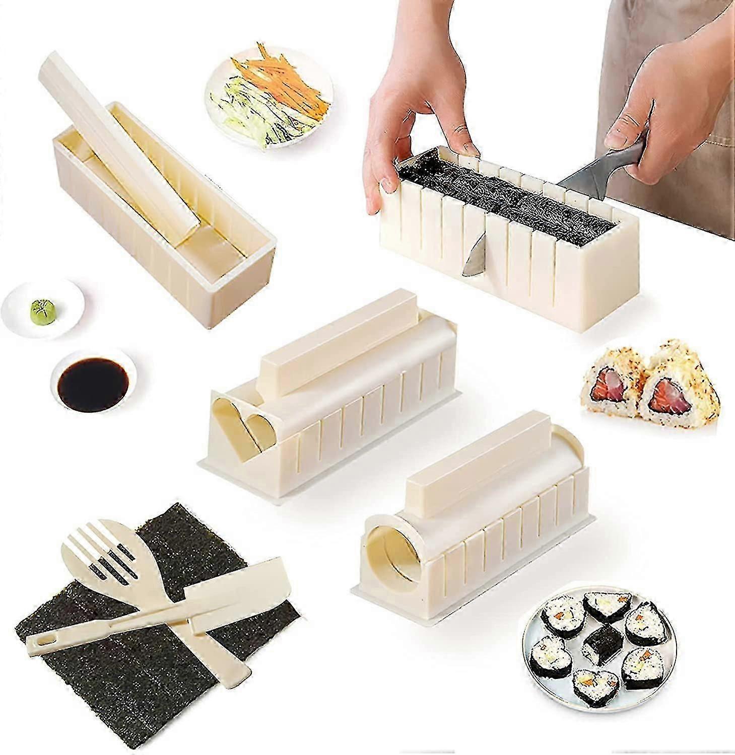 Sushi Making Kit, 10 Pieces Complete Sushi Maker Plastic Sushi Set