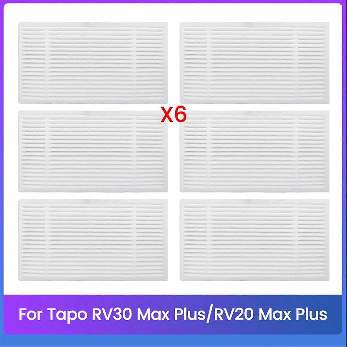 For RV30 Max /RV30 /RV20 Max /RV20 Robot Vacuum Cleaner Parts Replacement Parts Filters 6PCS