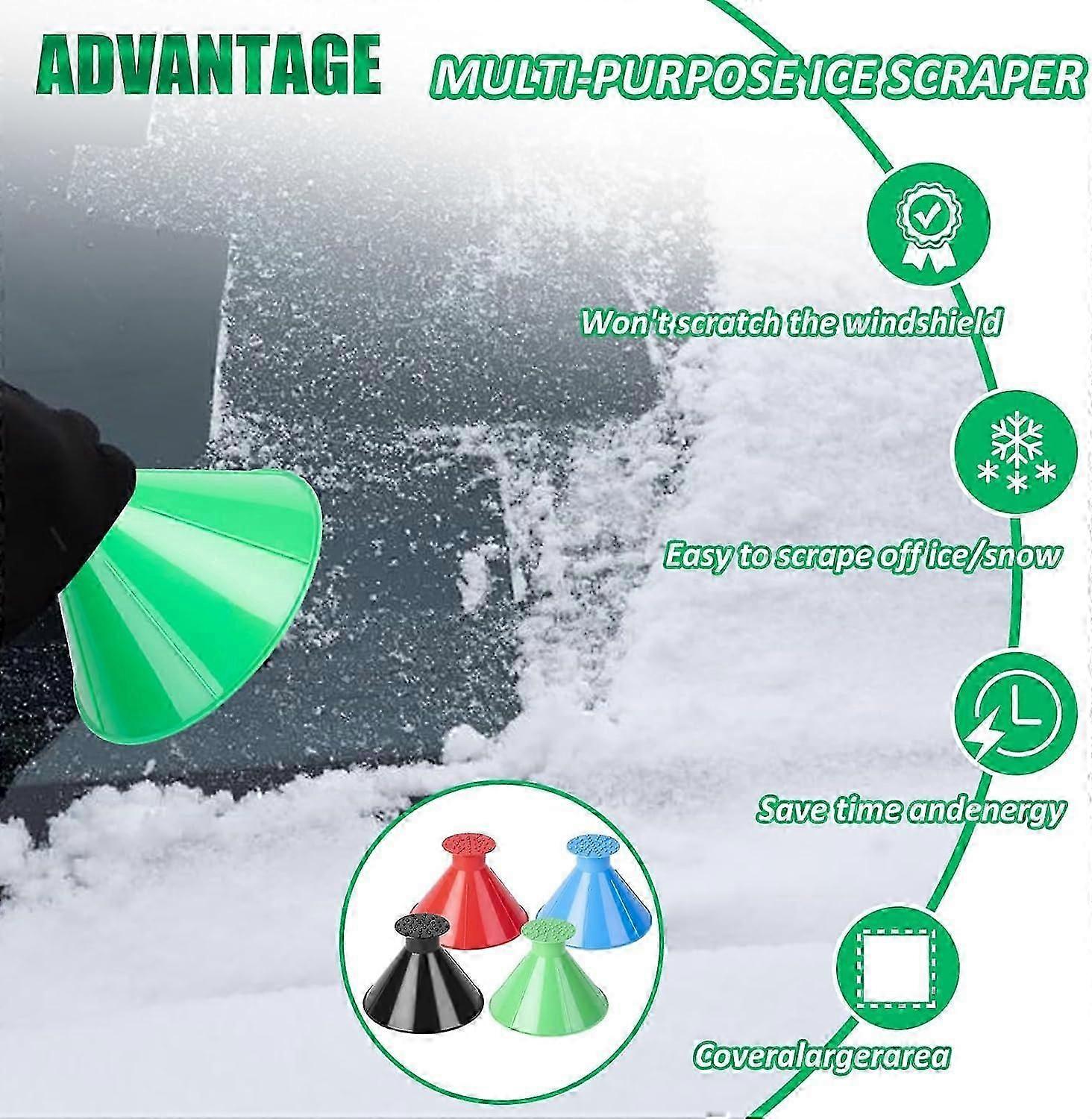 Magic Car Ice Scraper, 4 Pack Car Windshield Ice Scraper, Car Snow Plow, 2 in 1 Frost Wipe Scraper, Car Window Scraper,Ice and Snow Windshield Scraper