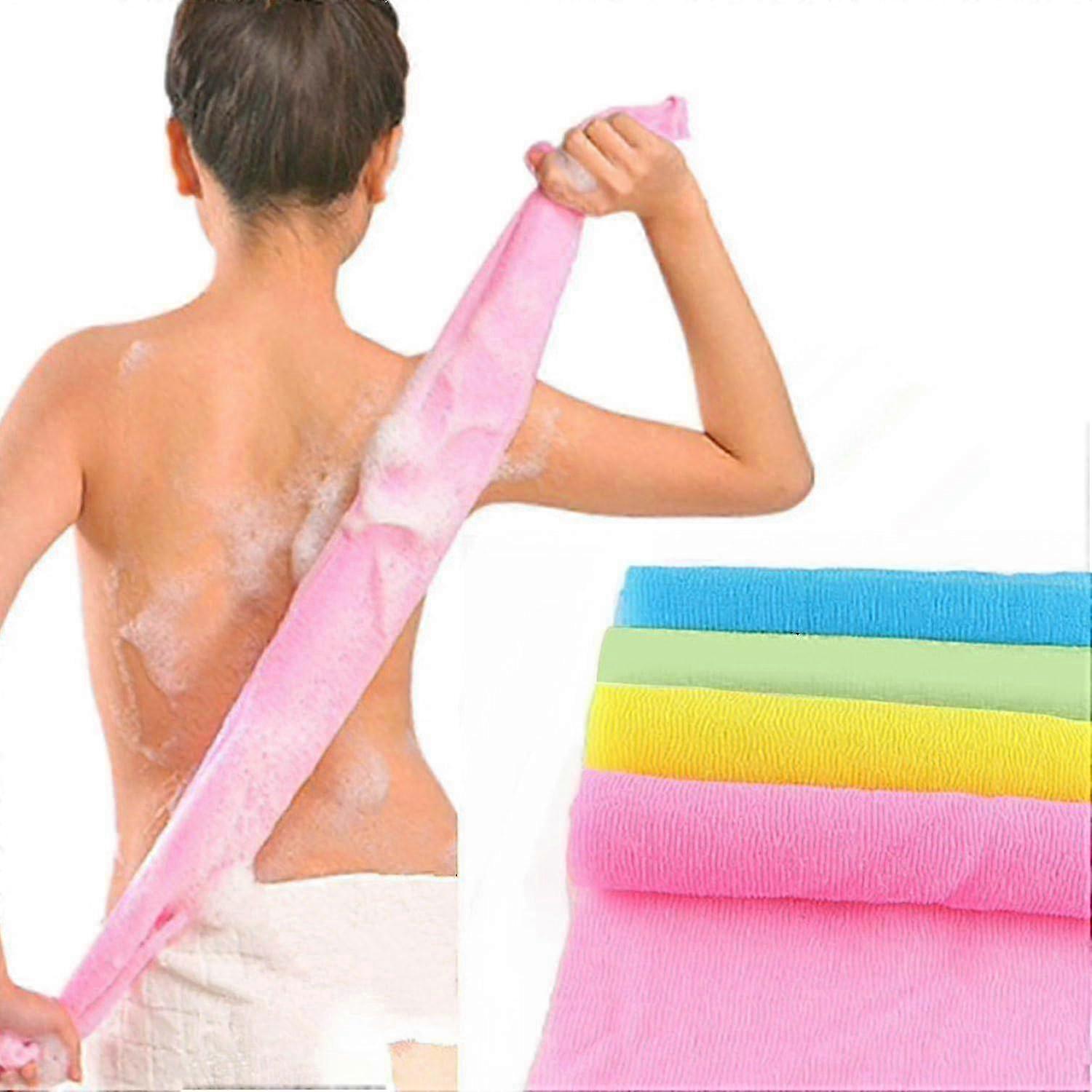 4pcs Nylon Exfoliant Chiffon 90cm Corps Douche Éponge Multicolore