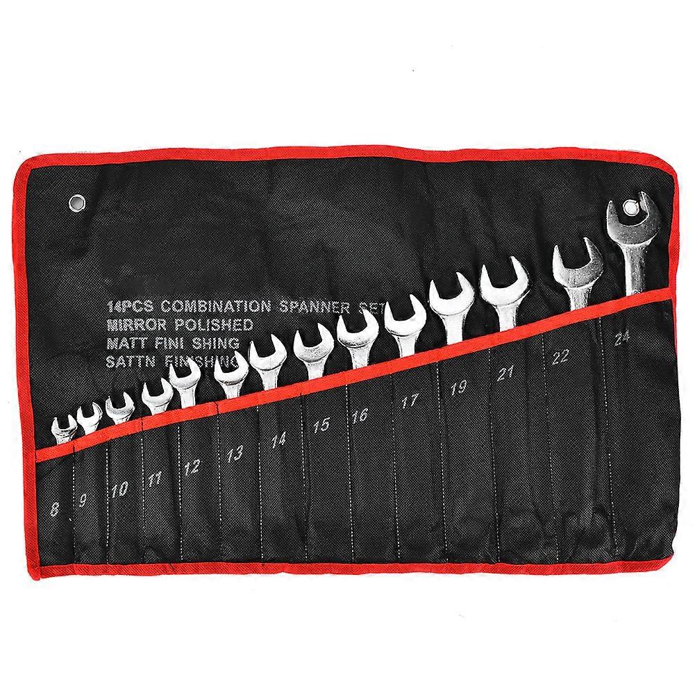 14pcs 8-24mm Combination Wrench Set Double Head Spanner Nut Driver Repair Tool Kit