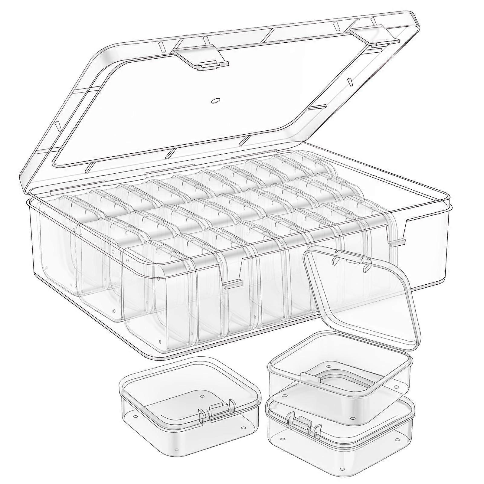 Bead Organizer Box 62Pcs Small Clear Plastic Cases With Hinged Lid Rectangle For Bracelet Making DIY Jewelry Craft