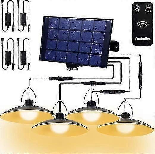 تسليط الضوء الشمسي 4 رؤساء ، ضوء قلادة للطاقة الشمسية ضوء الأمن داخلي وخارجي Ip65 مقاوم للماء ، ضوء قلادة الشرفة الشمسية ضوء الطاقة الشمسية التحكم عن بعد