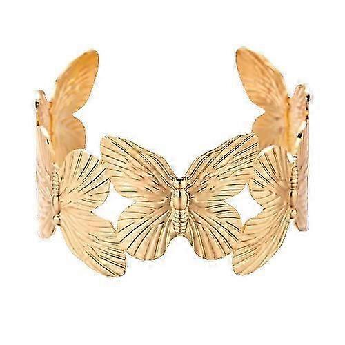 女性の女の子のためのエレガントな大きな金属の花のカフバングルスウィートゴールドカラーバタフライブレスレット審美的なパーティージュエリーアクセサリー