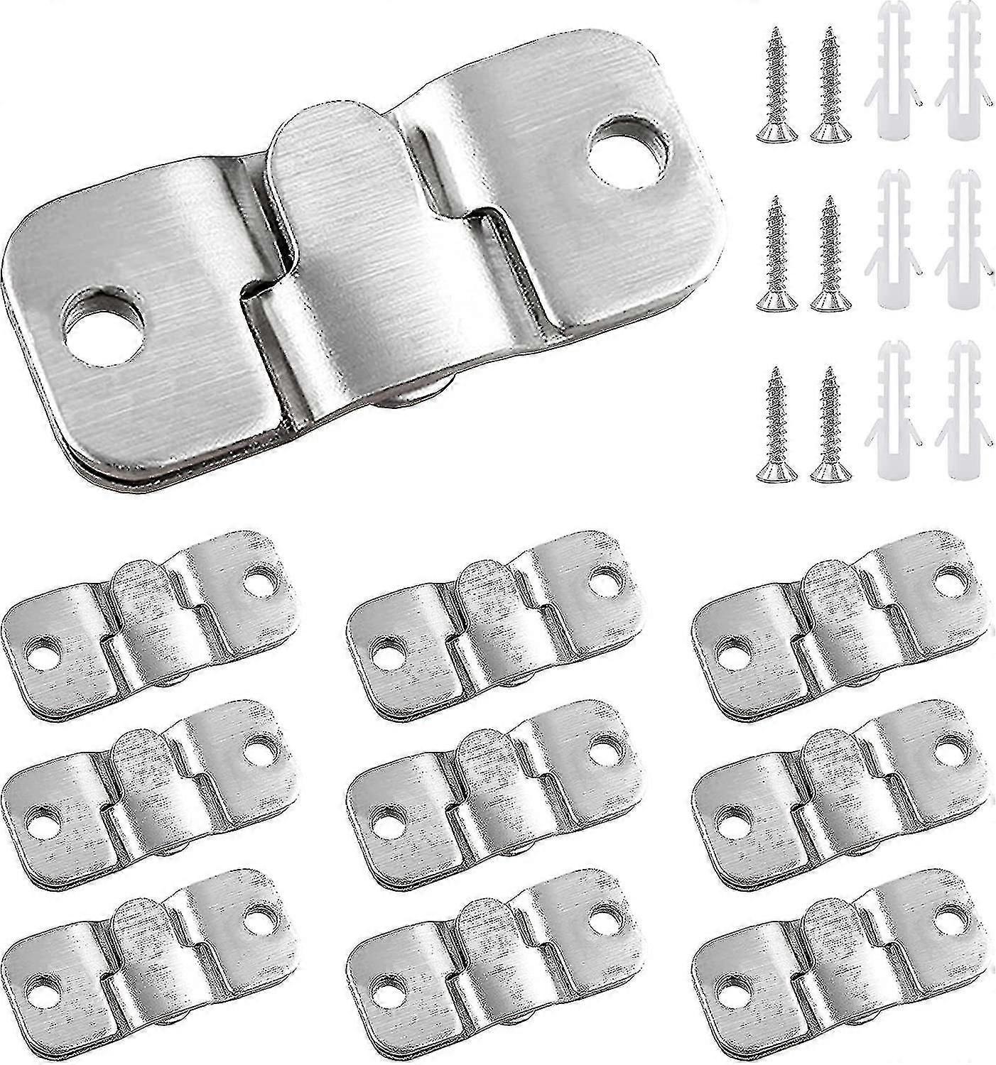 10 Pairs Flush Concealed Mount Brackets Interlocking Picture Hanger Hooks Heavy