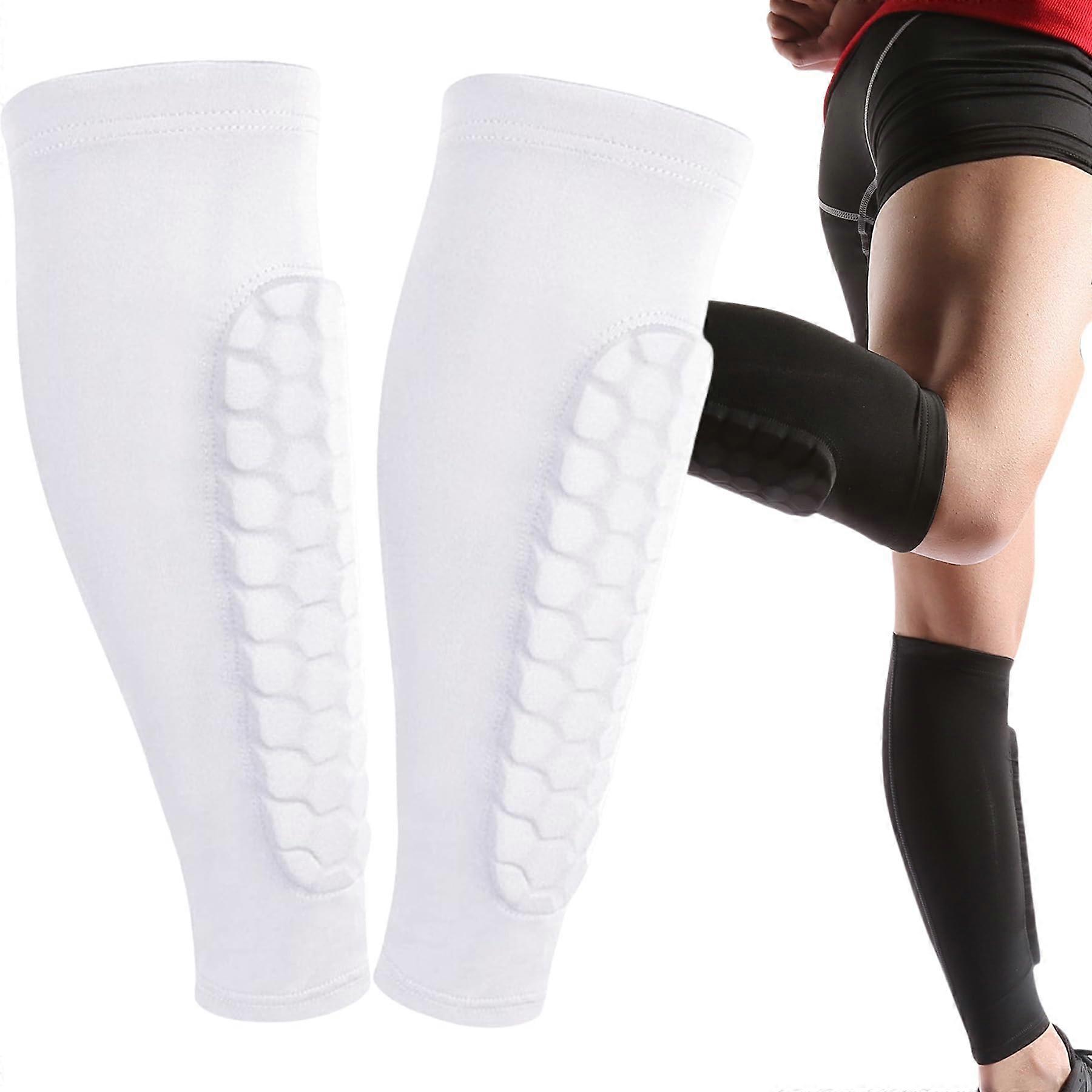 Shin Defender Shin Guards - Compression Sleeve with Honeycomb Padding for Kids, Youth, Women, Ski and Soccer Use