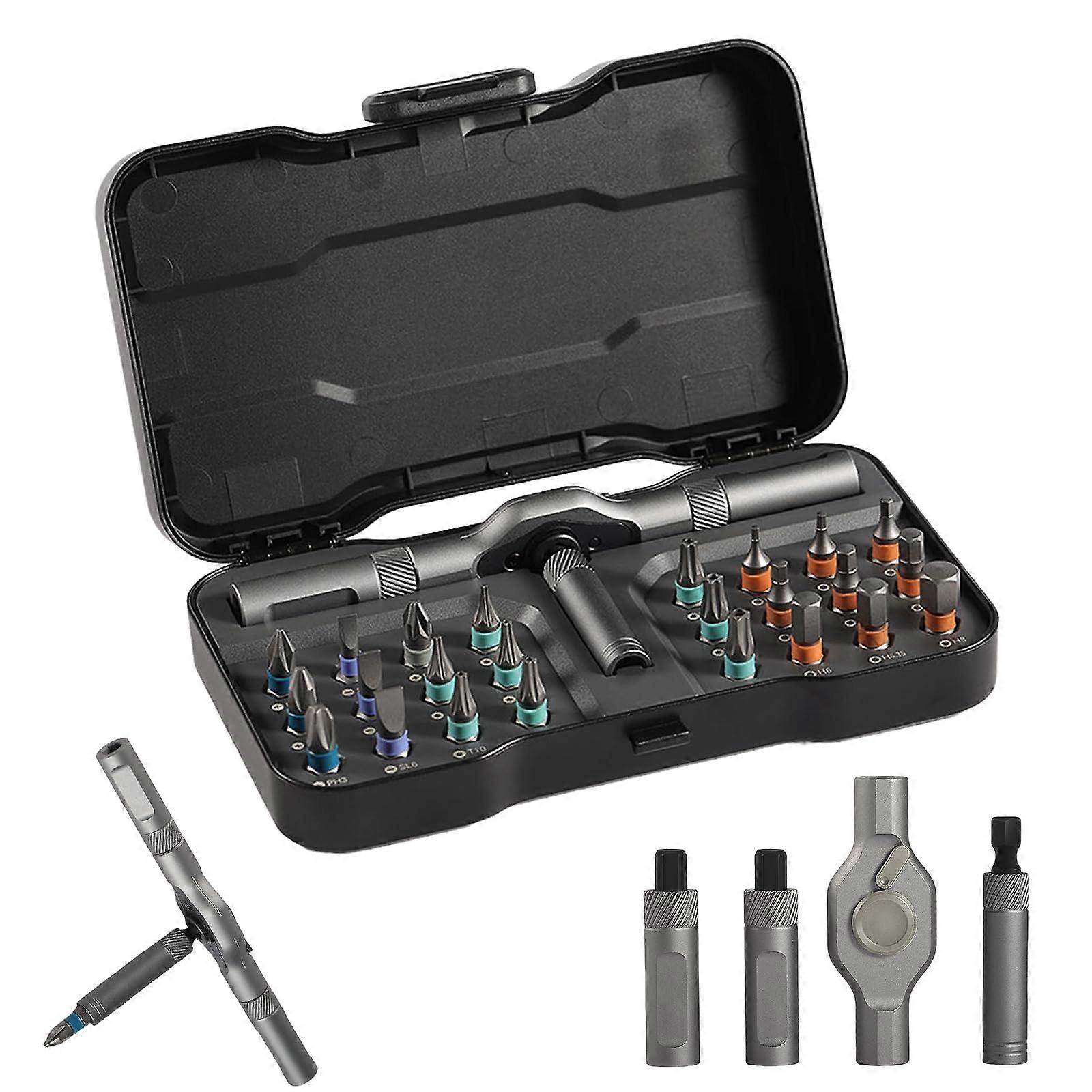 24 In 1 Magnetic Screwdriver Set 24pcs Torq-Set Silver Finish Home Maintenance DIY Projects Repair