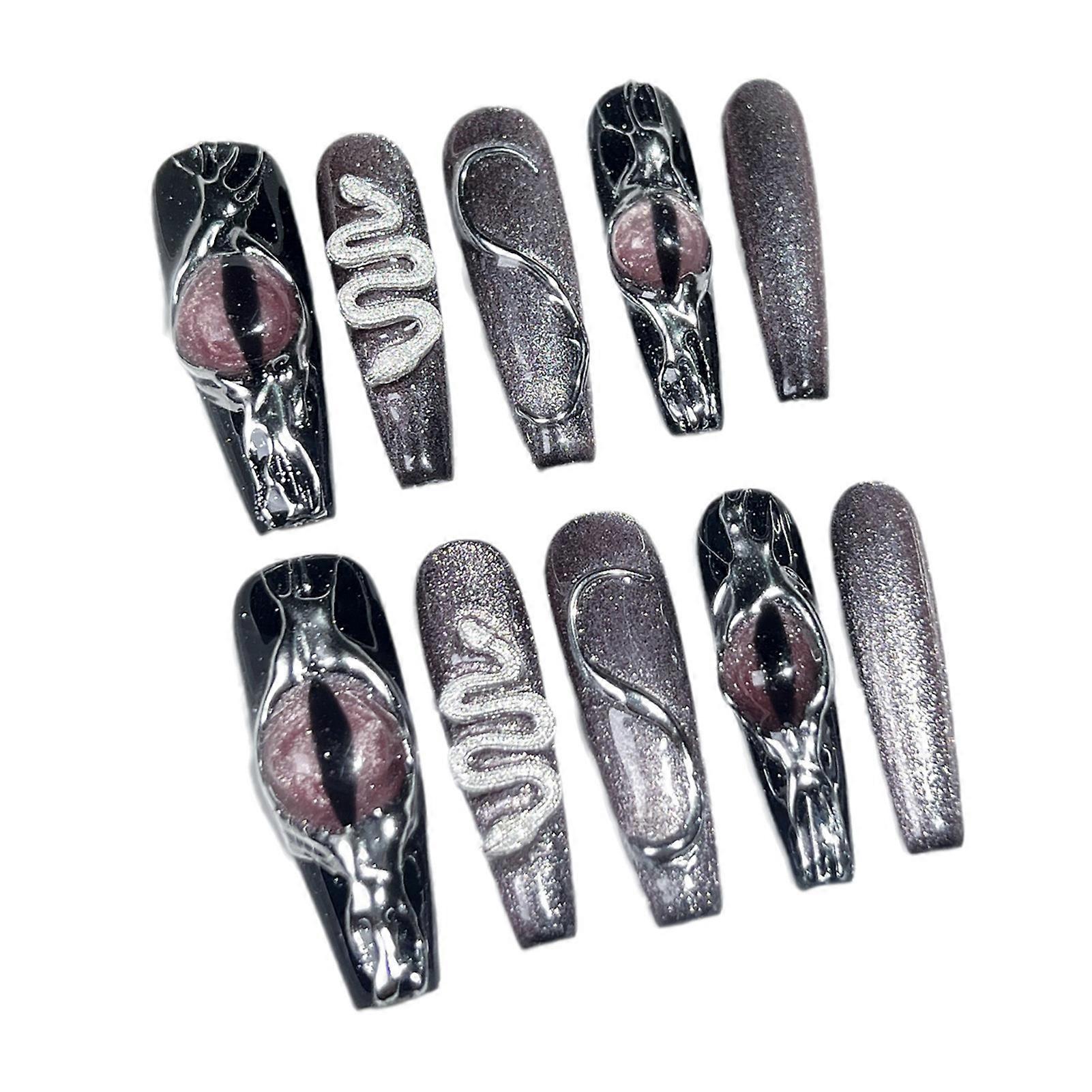 10pcs Medusa's Eye Style False Nails Long Lasting Waterproof False Nails