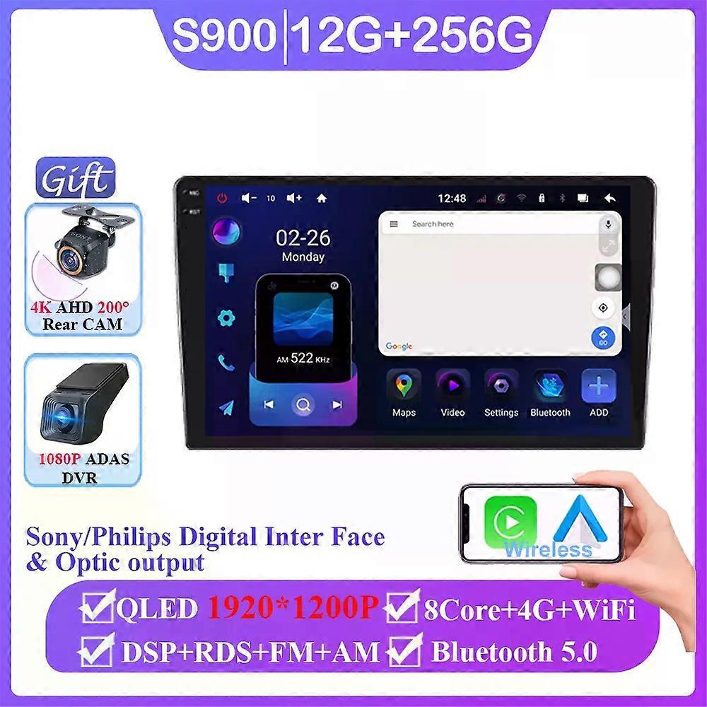 Android 14 CarPlay car radio Android Auto GPS multimedia player 2 DIN universal 9/10 inch Car stereo WiFi player QLED Screen BT
