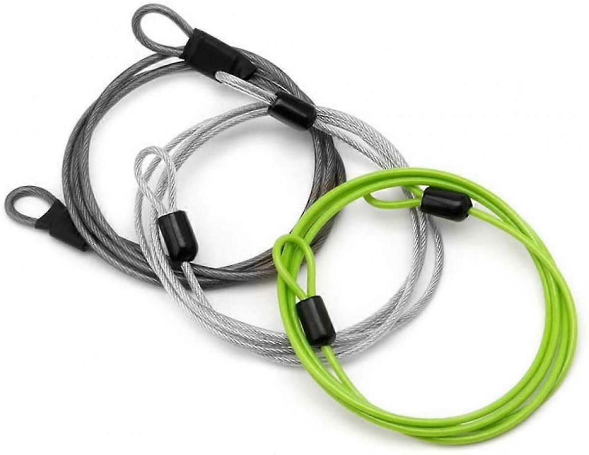 3 Pack Outdoor Travel Security Loop Cable Lock Lightweight Tiny U-Lock (2mm,40 Inch Long)Black,Sliver,Green