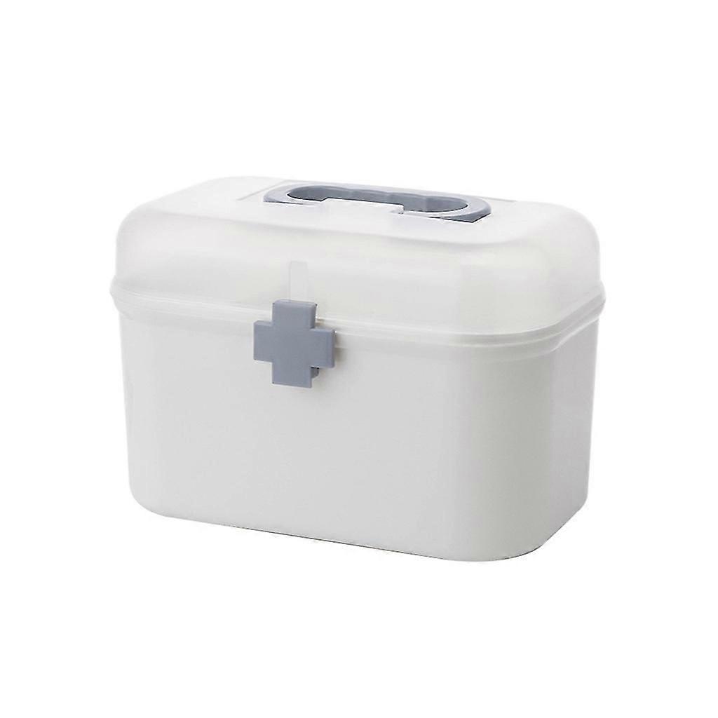 Plastic Storage Box Double Layer First Aid Kit With Handle Removable Tray Portable Emergency Storage Box