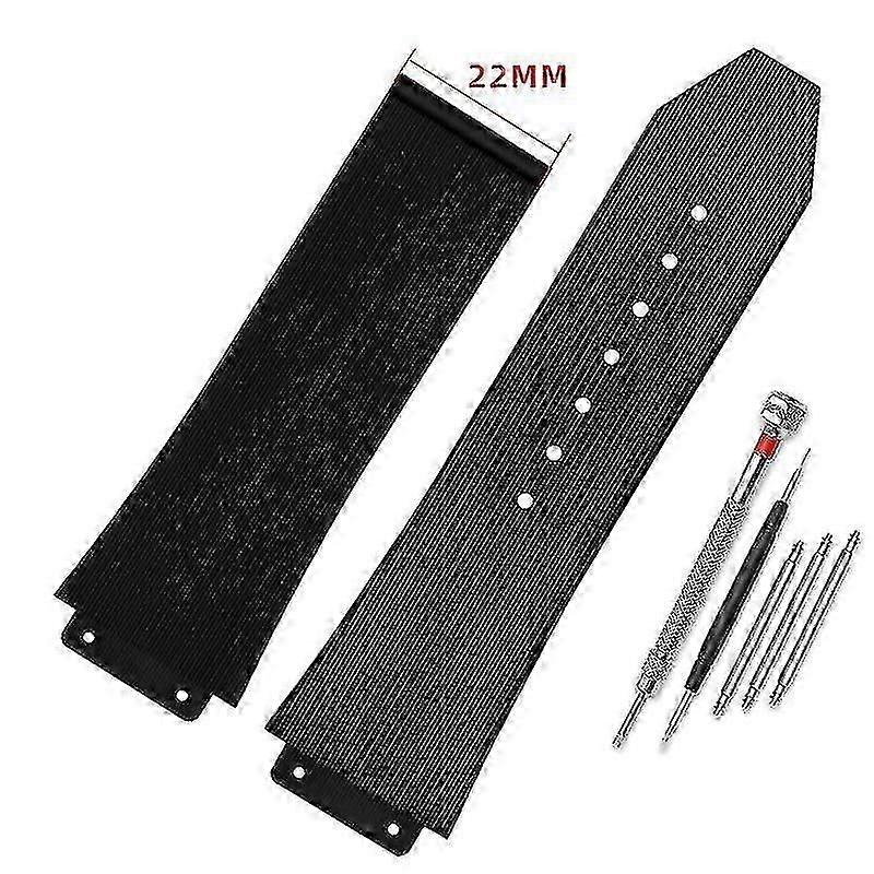 ウブロ ビッグバン シリコン 25*19mm 防水 メンズ 腕時計ストラップ チェーンウォッチアクセサリー ラバーブレスレット リストバンド ブルー A ブラック