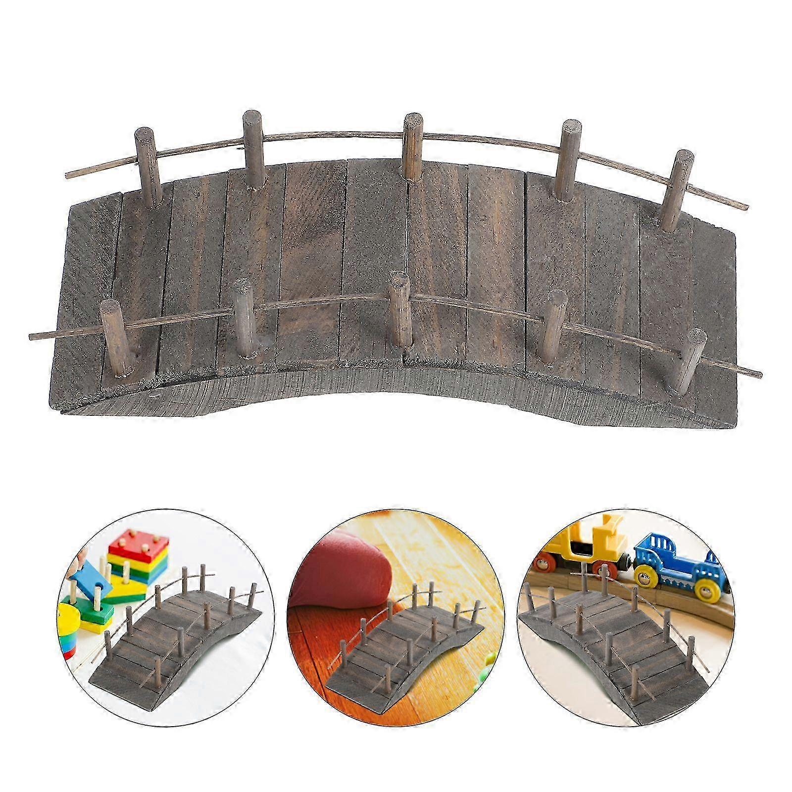 Miniaturní dekorace zahradního mostu Doplněk pro mikro scénu Dřevěný oblouk Model mostu Mini House