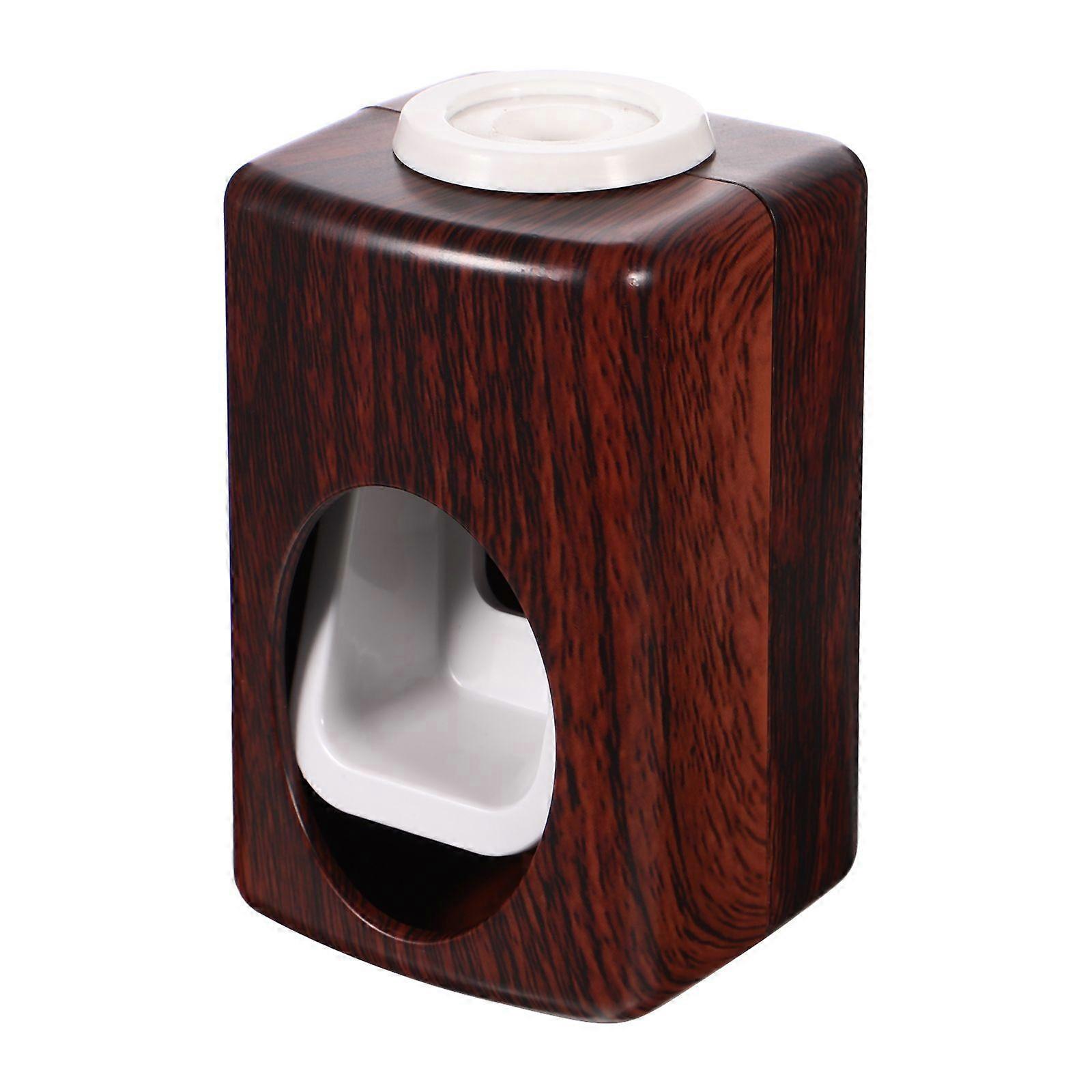 Automatic Toothpaste Squeezer Wall Mounted No Drill Adhesive Wood Grain Design Toothpaste Dispenser For Bathroom Decor