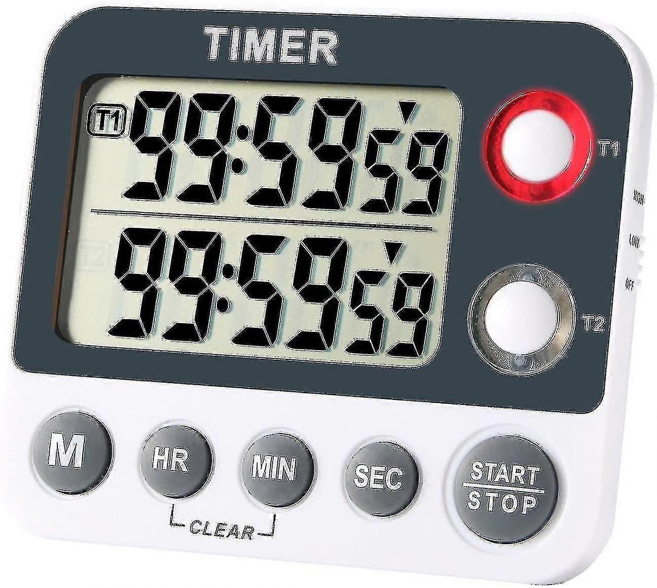Digital Kitchen Timer Magnetic Large Screen Countdown Timer Clock 2 Channel Groups 99 Hours Laboratory