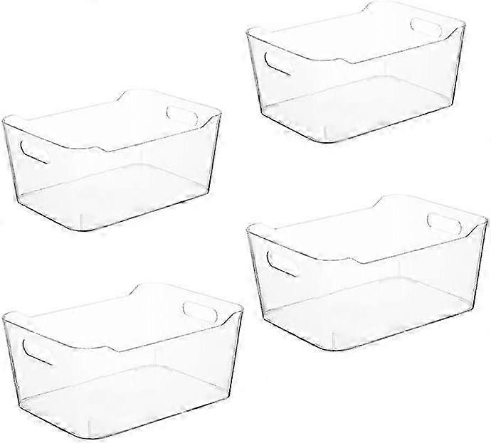 4Pcs Clear Plastic Drawer Organizer for Kitchen, Desk, Makeup, Bathroom Storage