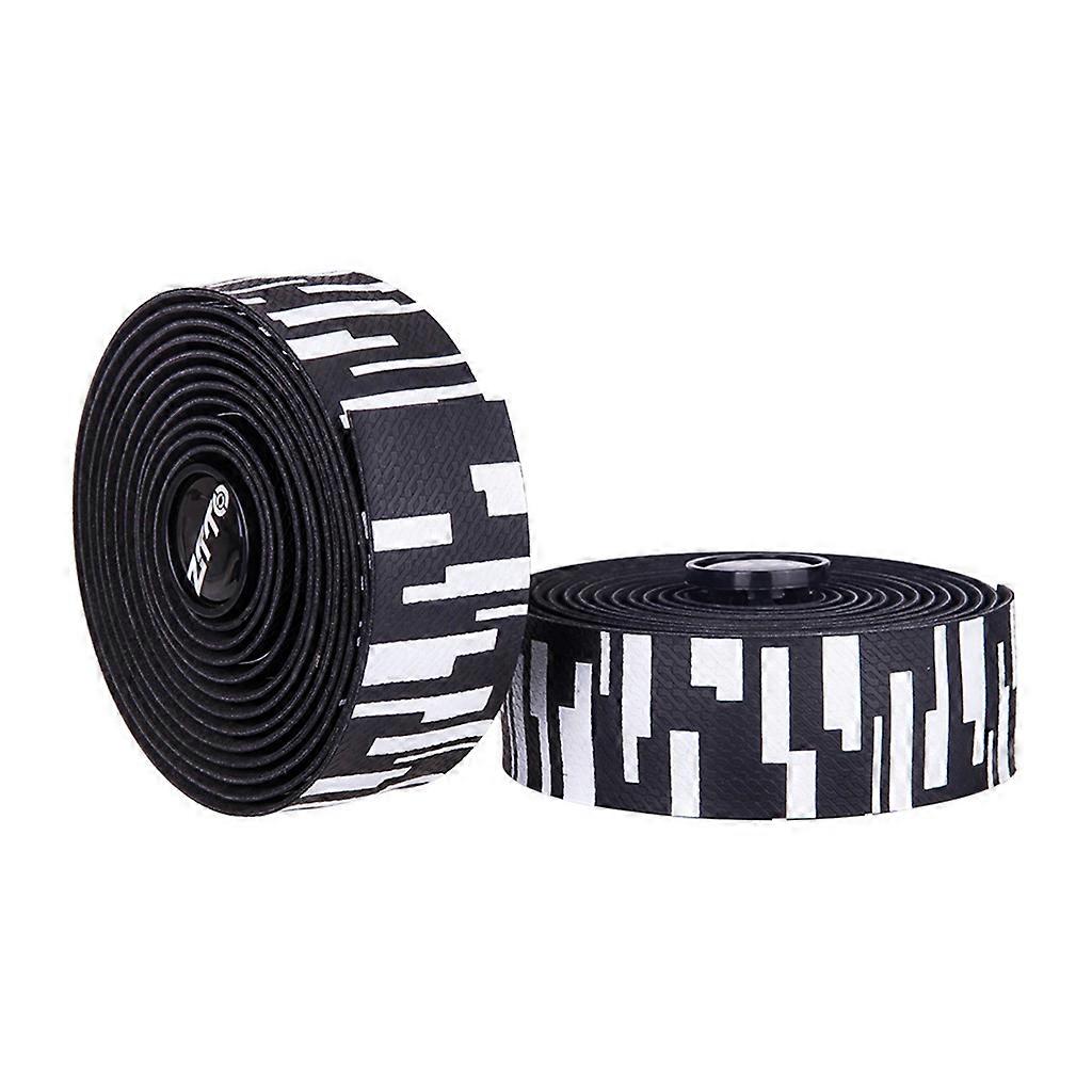 לביש אופניים כידון סרט מקצועי חגורה רכיבה על אופניים נגד רעידות שיכוך לעטוף -סט של 2 ידיות אופניים אחיזות שחור לבן