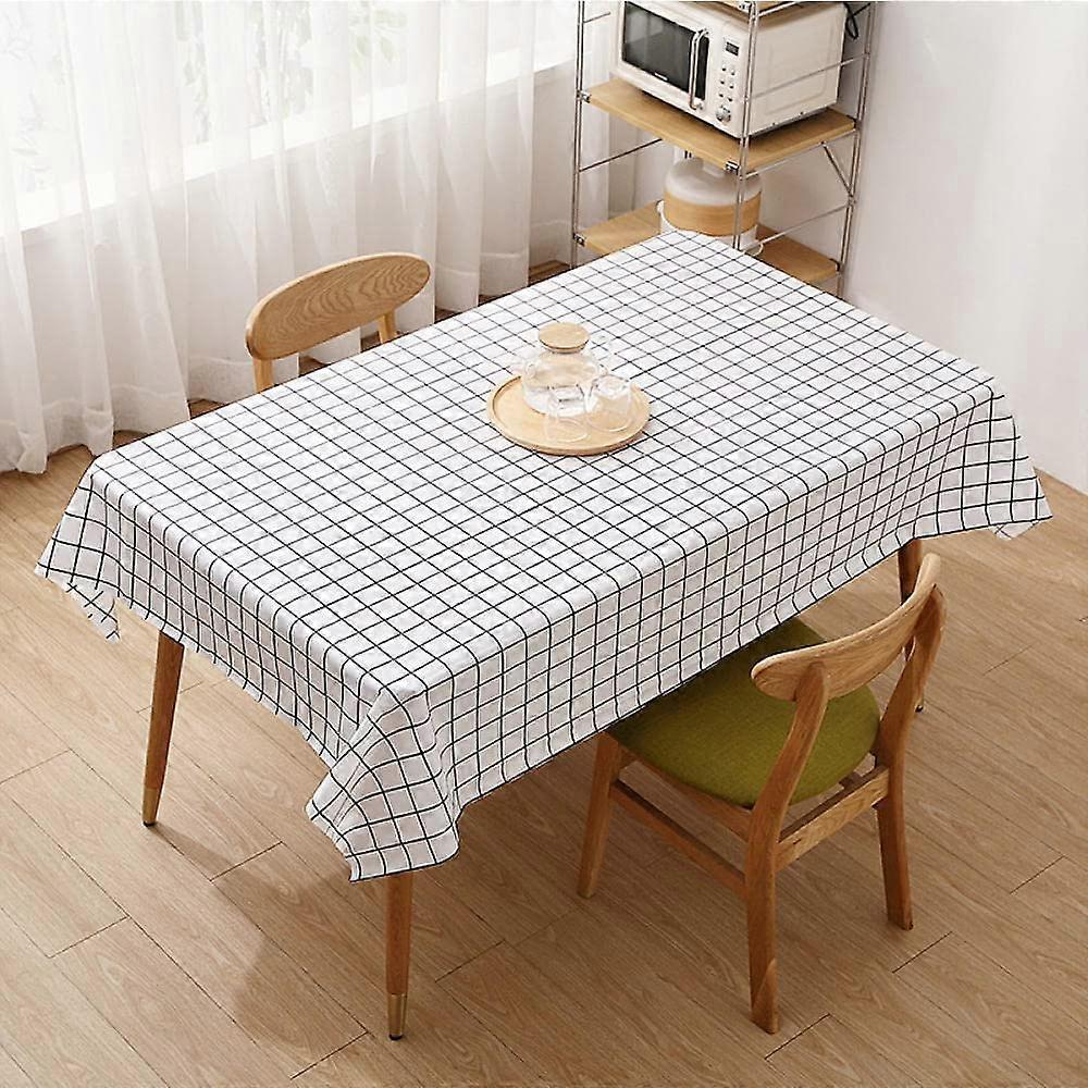 Washable Tablecloth Square PVC AntiScald Fabric Table Cloth Table Linen White 90 × 137 cm