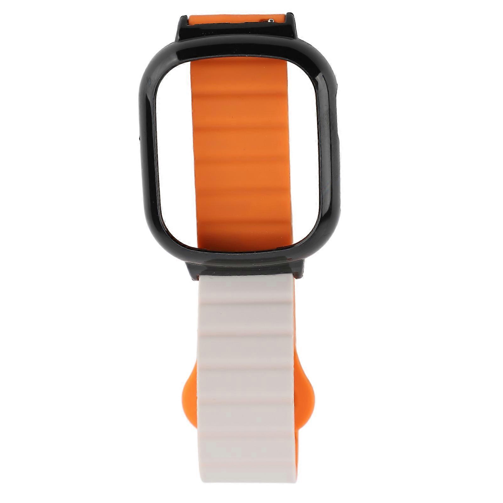 Magnetic Watch Band for Watch 4 Quick Release PC Frame Adjustable Replacement Silicone Watch Strap Orange