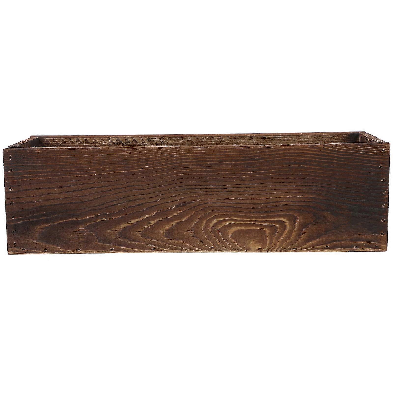 Carbonized Wood Flower Pot Planter for Outdoor Indoor Balcony Use Wooden Flower Box Raised Garden Plant Container for Fresh Air and Decorative