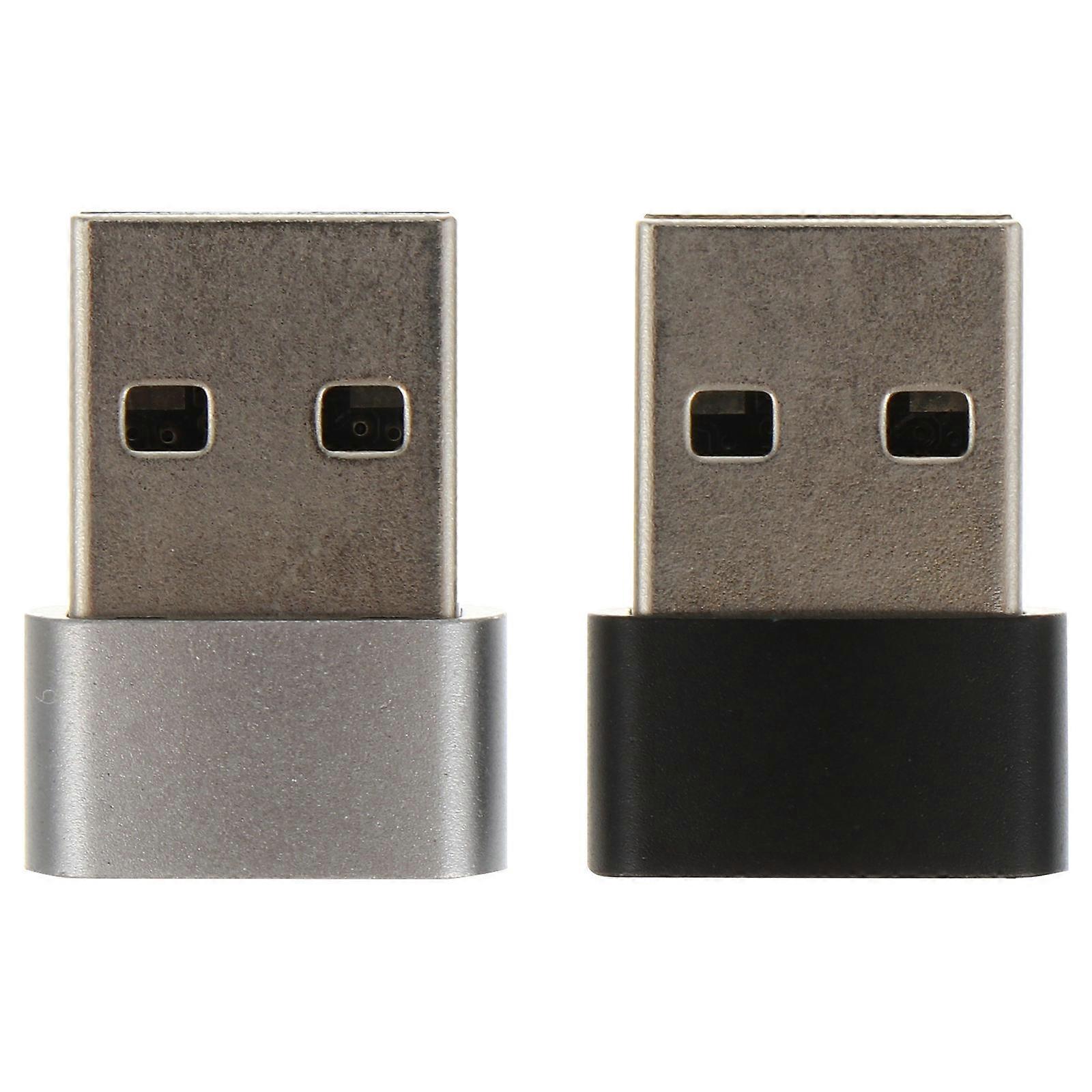 2pcs USB 2.0A Male to Type C Female Adapter Portable Converter for Phone and Laptop