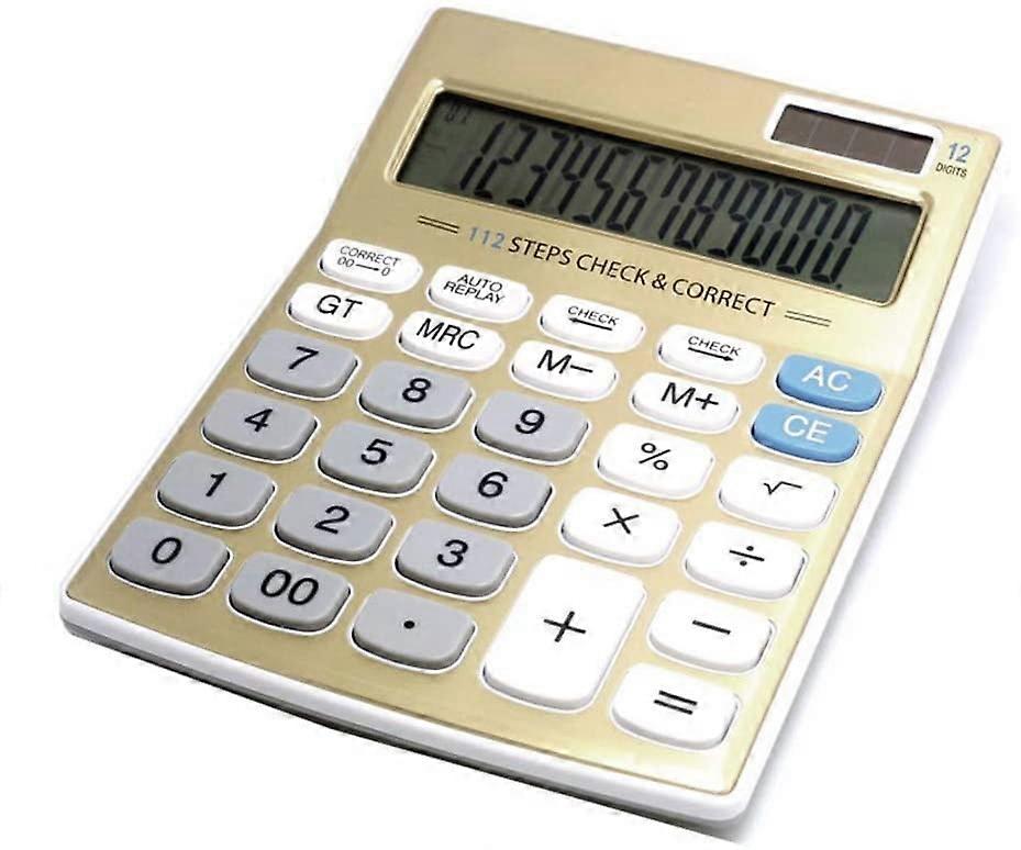 Standard Function Desktop Calculator, Solar Battery Dual Power with 12 Digit Large LCD Display Basic Calculating Machine