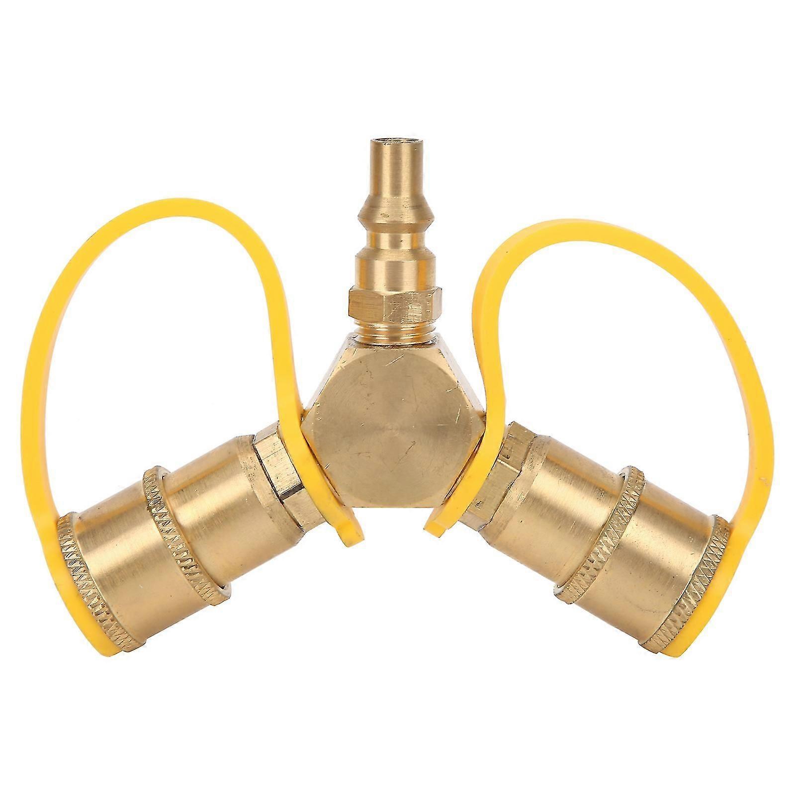 2 Ways 1/4in Rv Propane Npt Quick Connect Y Splitter Adapter For Propane Hose Connector Kit