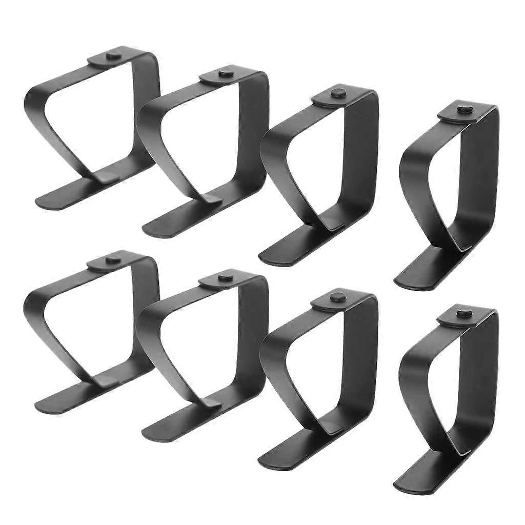 8 Stainless Steel Tablecloth Clips, Adjustable, Non-Slip, Secure Hold, Black Picnic Tablecloth Fasteners, 8 Pack