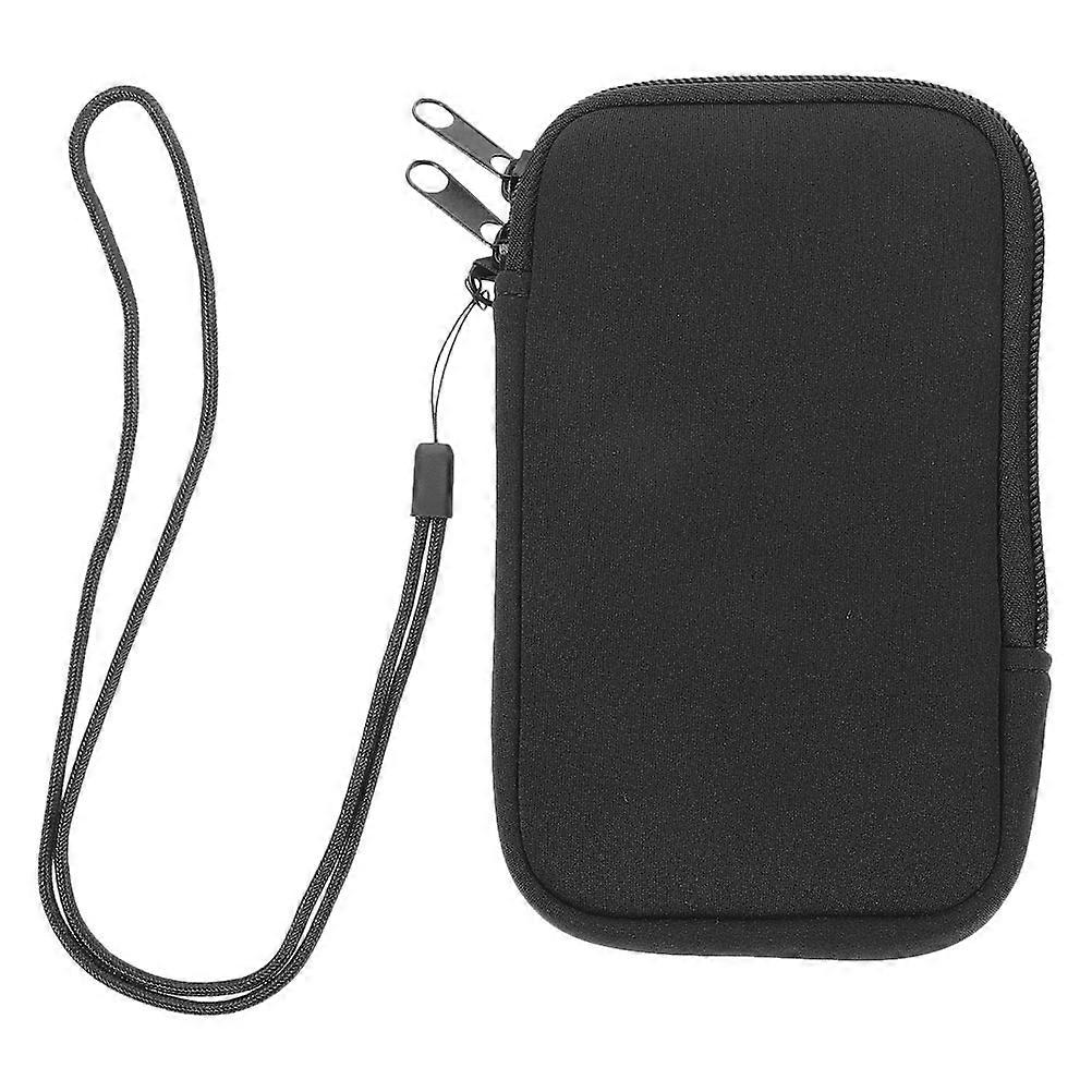Neoprene Phone Pouch with Lanyard, Portable Cell Phone Sleeve for Women, Zipper Closure Beach and , Black