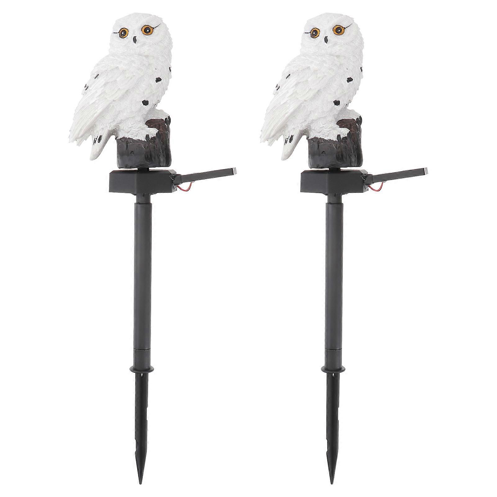 Solar Powered Lights Owl Patterned Ground Plug Lamp For Patio 2Pcs