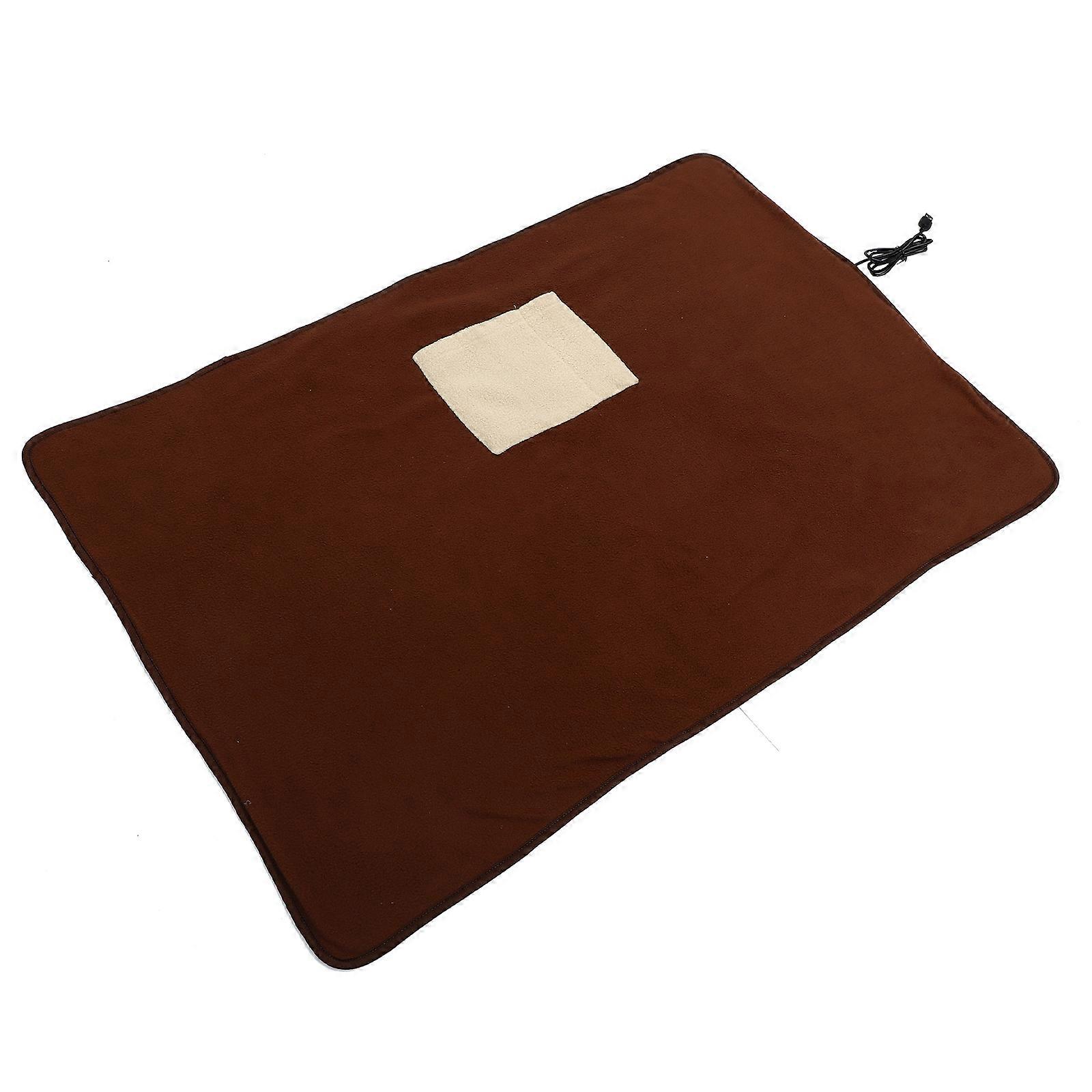 Pet Heating Pad Warm Cushion for Dogs Cats Winter Use Brown 88X65X3CM Temperature Control 1Pack