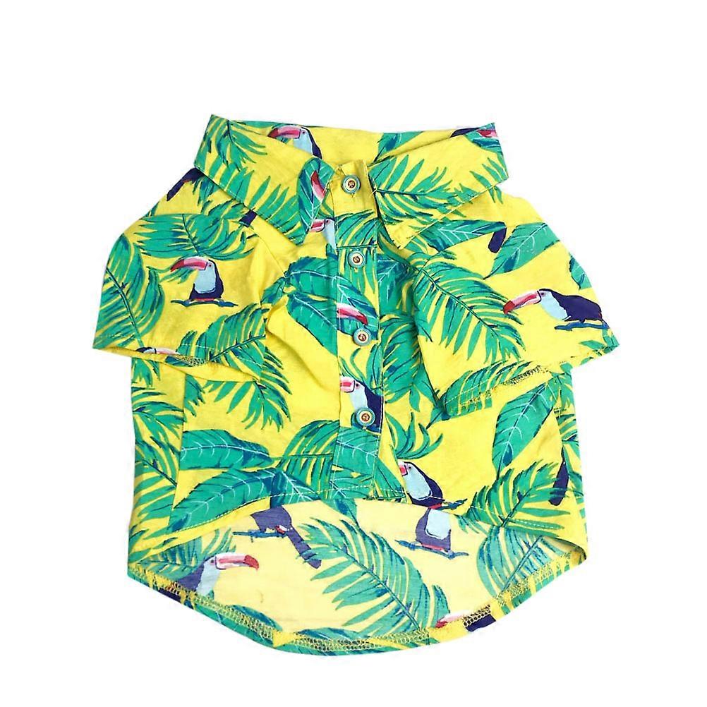 Dog Clothes Shirts Hawaiian Puppy T-Shirt Vest Pet Dog Clothing for Pets Dog Comfortable Easy to Wear Yellow S 1Pack