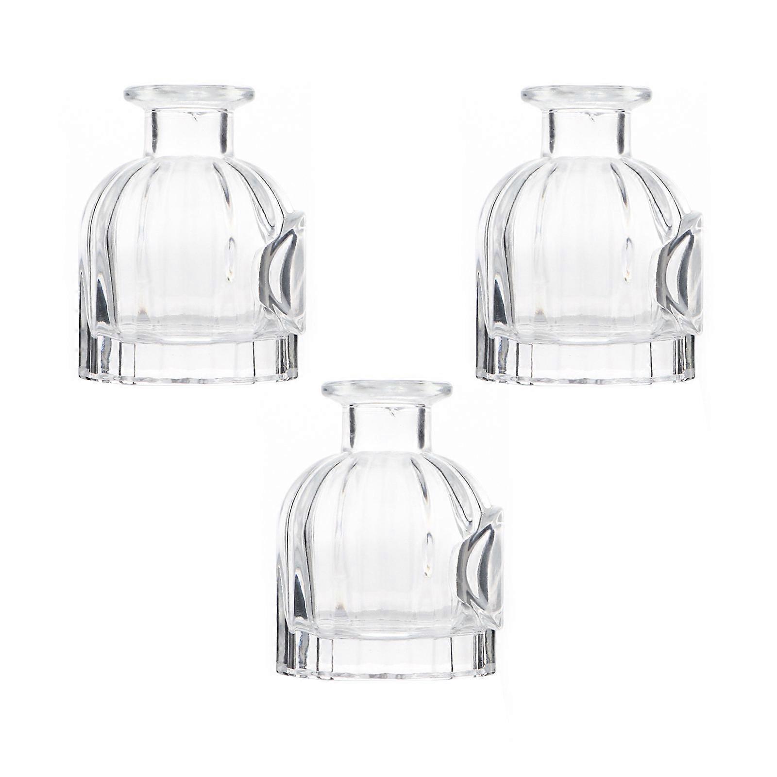 Diffuser Glass Bottle Perfume Container Living Room Round Shape 50ml Refillable 3Pcs