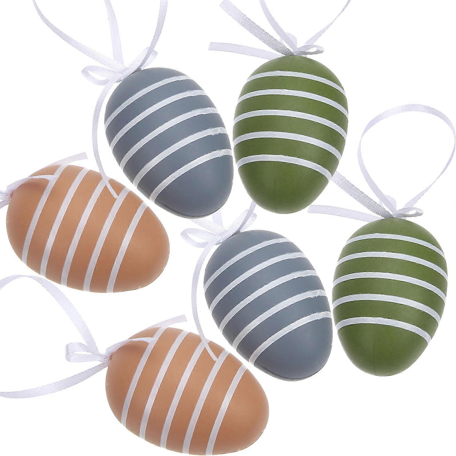 Plastic Eggs For Crafting Gray Egg Decoration Ornaments Easter Party 6Pcs