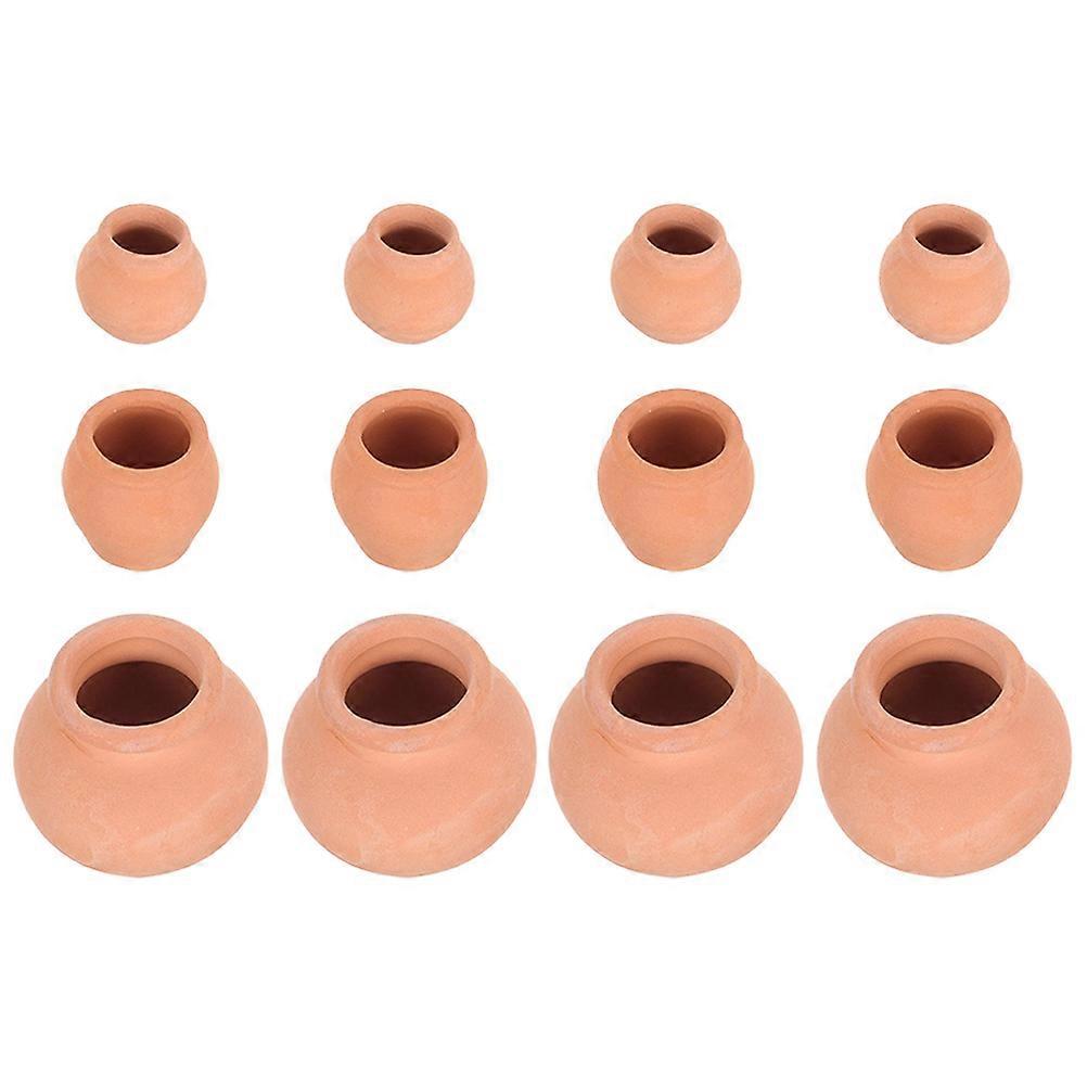 Nursery Pot Mini Ceramic Succulent Pot Indoor Planting Small Desktop Flower Pot Chocolate Round Minimalist 12Pcs
